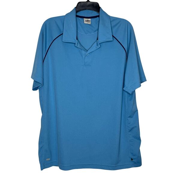 Alo Yoga Men Blue Polo Short Sleeve Shirt Large - Picture 1 of 6